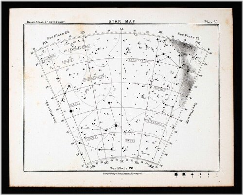 Starry Night Sky Guide: 1892 Celestial Constellations Map