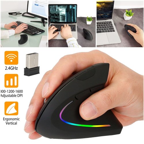 ComfortNav Wireless Optical Mouse with Vertical Design and 6 Programmable Keys