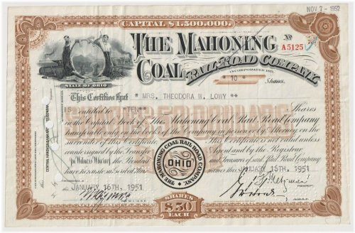 Mahoning Coal Railroad Corporation Certificate