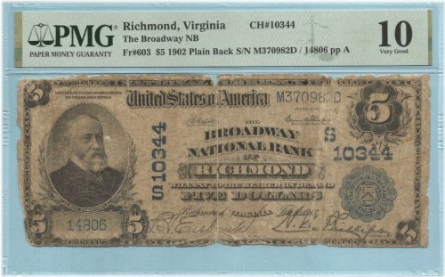 Broadway National Currency - Richmond, VA - PMG 10
