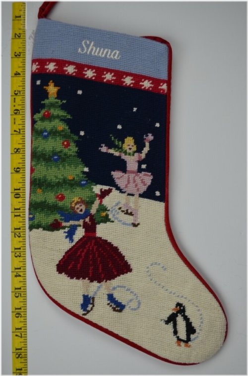 Frosty Skaters Needlepoint Stocking