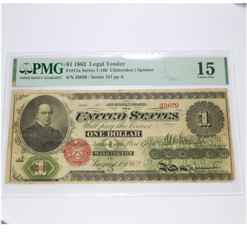 1862 PMG Choice F15 - $1 Dollar Note Legal Tender #45666F