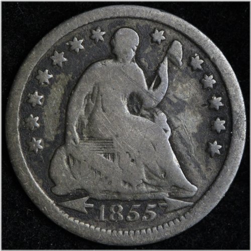 1855 W/ARROWS Seated Liberty Silver Half Dime CHOICE FINE E233 KNM