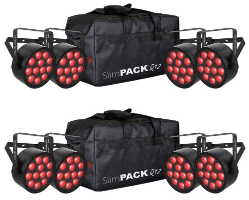 Radiant DJ Light Bundle: 8 SlimPAR RGBA Lights with DMX Cables and Bag