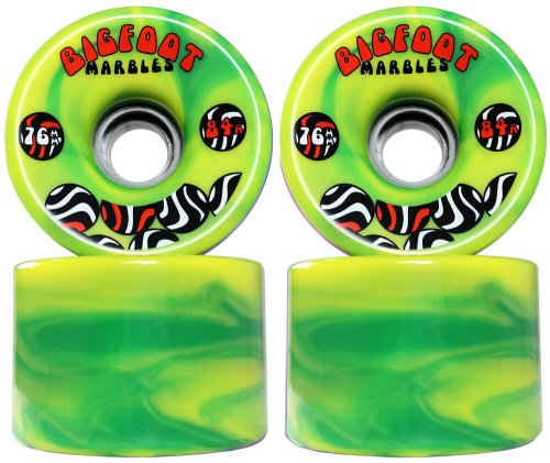 Marble Swirl Green/Yellow 76mm Longboard Wheels