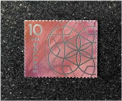 Floral Geometry 2023 USA Stamp - Mint NH (Red, $10)