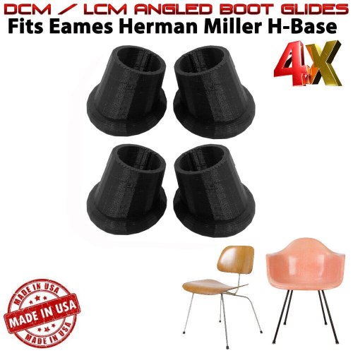 Angled Boot Glides for Eames Herman Miller H-Base & DCM/LCM - Pack of 4