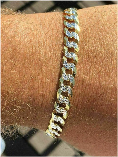 Cuban Diamond Cut Two Tone Bracelet