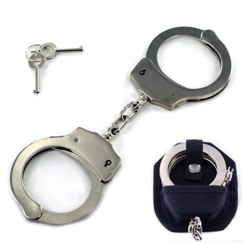 Silver Steel Double Lock Handcuffs