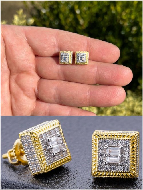 Golden Baguette Studs