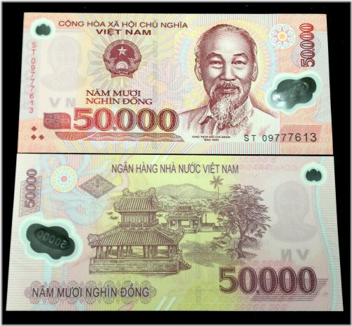 Vietnamese 50000 Dong Year 2016 Polymer Banknote