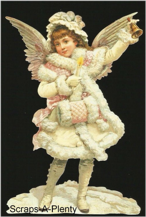 Embossed Vintage German Christmas Angel Die Cut - Large Size