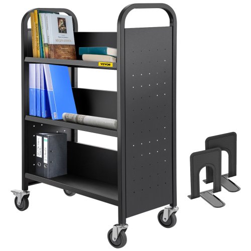 Steel Mobile Book Cart with 3 Shelves