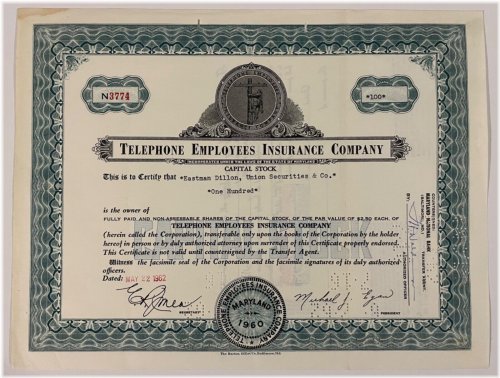 Vintage Telecom Stock Certificate