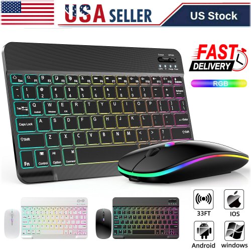 Rainbow Glow Wireless Keyboard and Mouse Set
