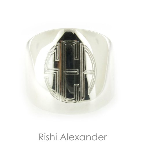 Monogrammed Sterling Silver Cigar Band Ring