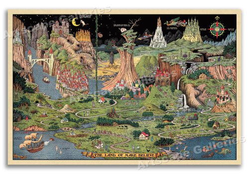 Enchanted Map Poster - Vintage Style Fairy Tale Art for Nursery Wall Décor