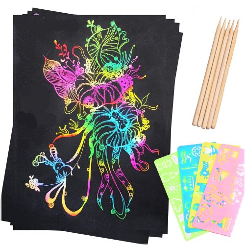 Rainbow Scratchboard Art Kit for Kids - Create Your Own DIY Masterpieces