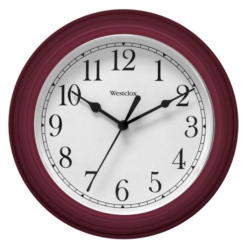 Burgundy Round Analog Clock by Westclox