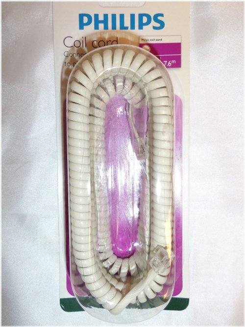 Almond Coil Cord Handset to Phone Adapter Pack by Philips