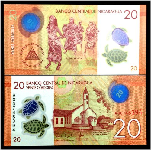 Nicaragua 20 Cordobas 2015 Polymer Banknote