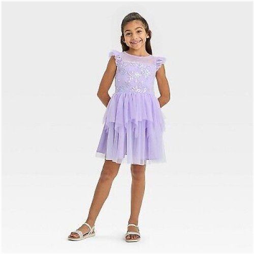 Lavender Dream Embroidered Sequin Dress