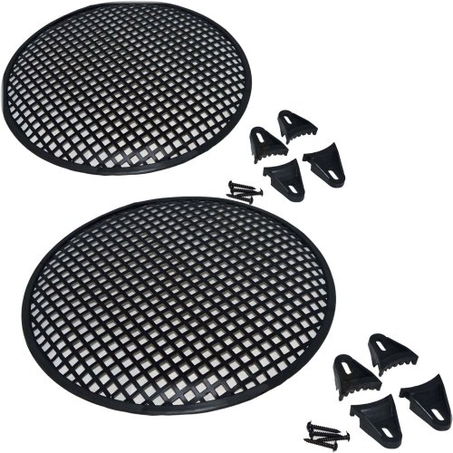 Metal Mesh Speaker Grills with Clips and Screws (Set of 2)