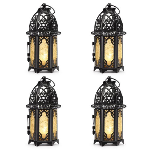 Hollow Vintage Metal Lantern Set for Elegant Candle Display