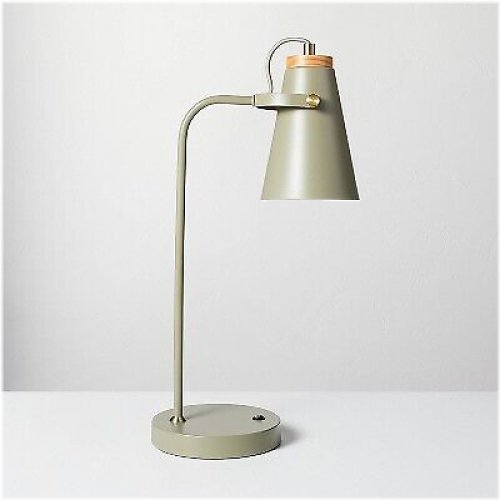 Sage Green Metal Task Lamp with USB Port