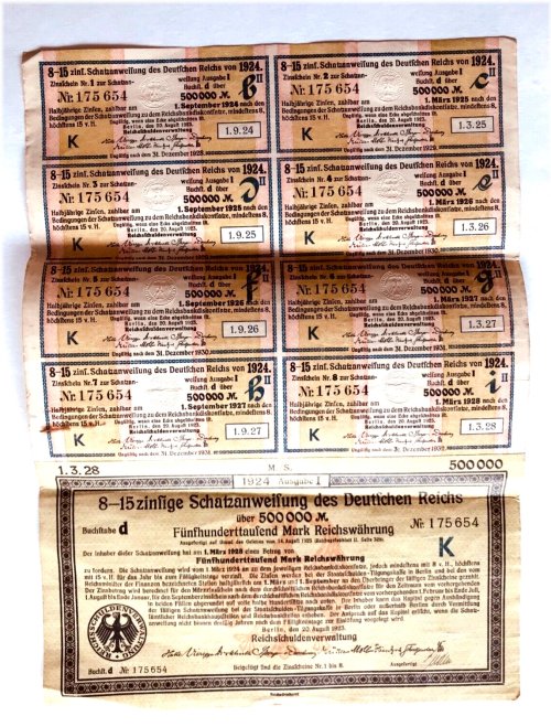 German Imperial Treasury Bond 1924 - Lot #4