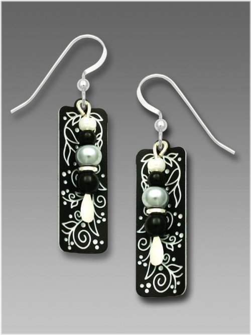 Berries and Vines Etched Column Earrings with Beads