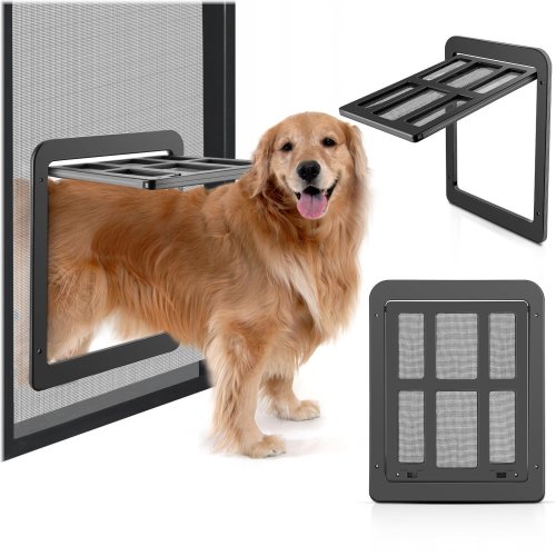 SecurePet Mesh Screen Door with Self-Closing Flaps and Lockable Gate