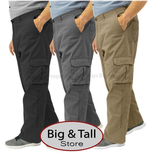 Stretch Cargo Pants for Big & Tall Men (Sizes 44-60) by ROCXL