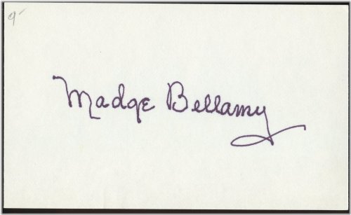Vintage Hollywood Signature: Madge Bellamy 3x5 Cut