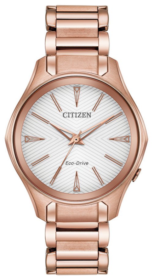 Eco-Drive Modena Silver Dial Pink Gold Watch