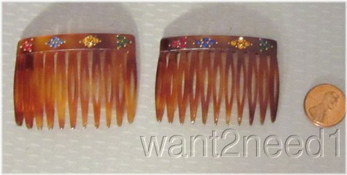 Art Deco Rhinestone Hair Combs Set