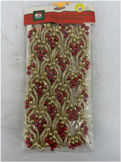 Festive Beaded Trim in Gold and Red