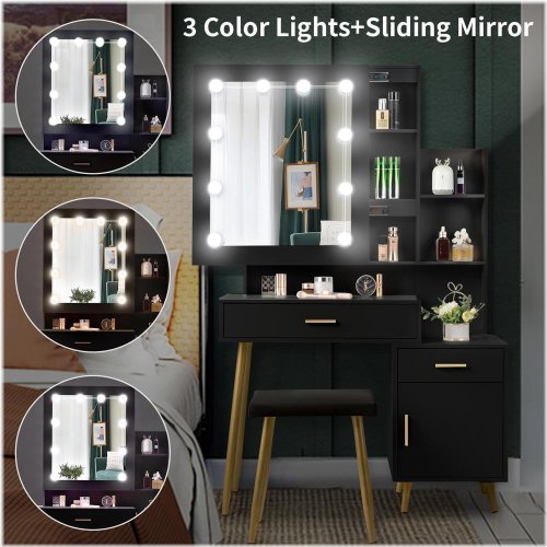 Reflections Vanity Set with LED Lighting and Storage Drawers