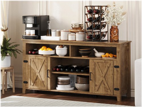 Rustic Barn Door Kitchen Cabinet