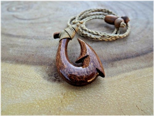 Koa Fish Hook Necklace