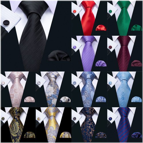 Silk Tie Set - 200 Color Options for Men's Formal Attire