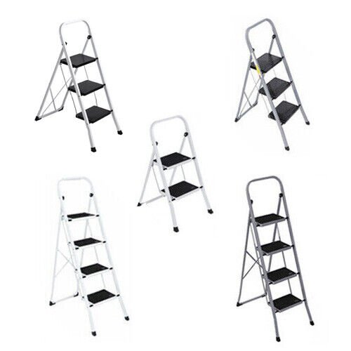 Silver Step Pro Ladder - The Ultimate Folding Steel Step Stool for Any Workshop