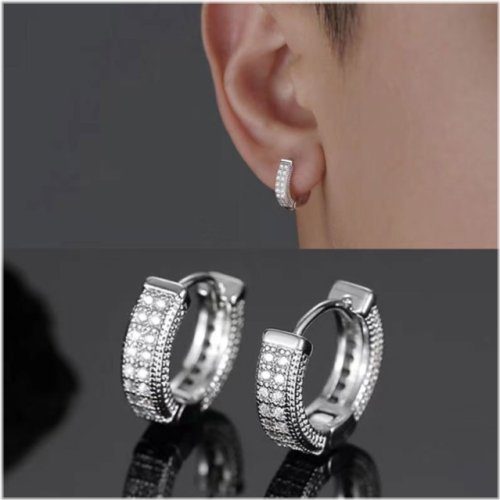 White Gold Micro Pave CZ Hoop Earrings