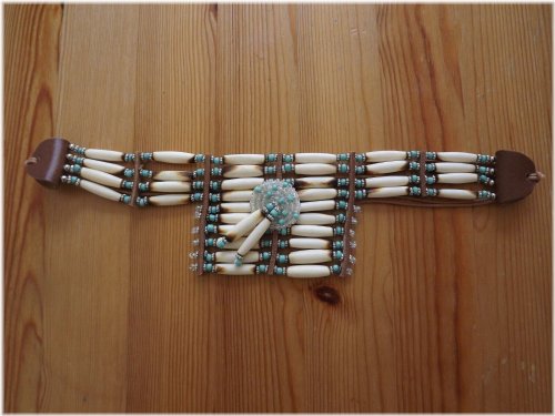 Turquoise and Bone Chest Plate Necklace