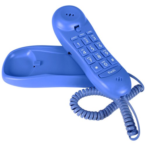 Retro Memory Phone with Slim Design for Home and Office - Blue