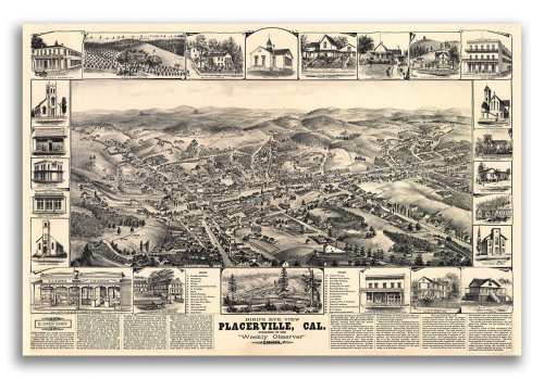 Golden Era Map of Placerville, California - 1888