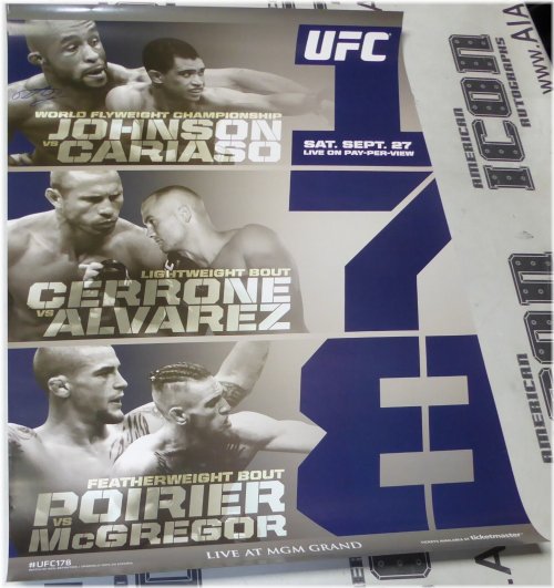 Champion's Collide: UFC 178 Poster Signed by Demetrious Johnson and Conor McGregor