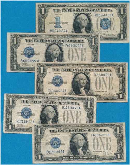 Vintage Blue Seal Silver Dollar Bills