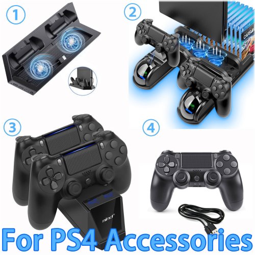 Cooling Station & Vertical Stand Combo with Controller Charger for PS4