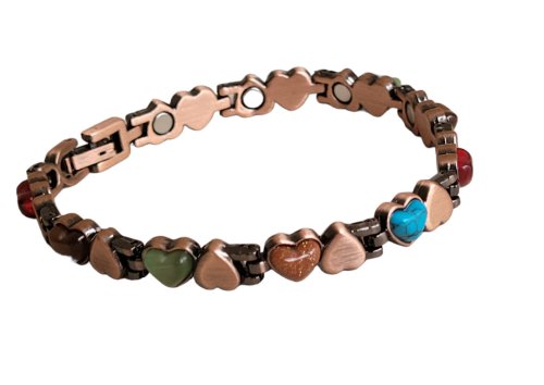 Copper Link Stone Heart Bracelet